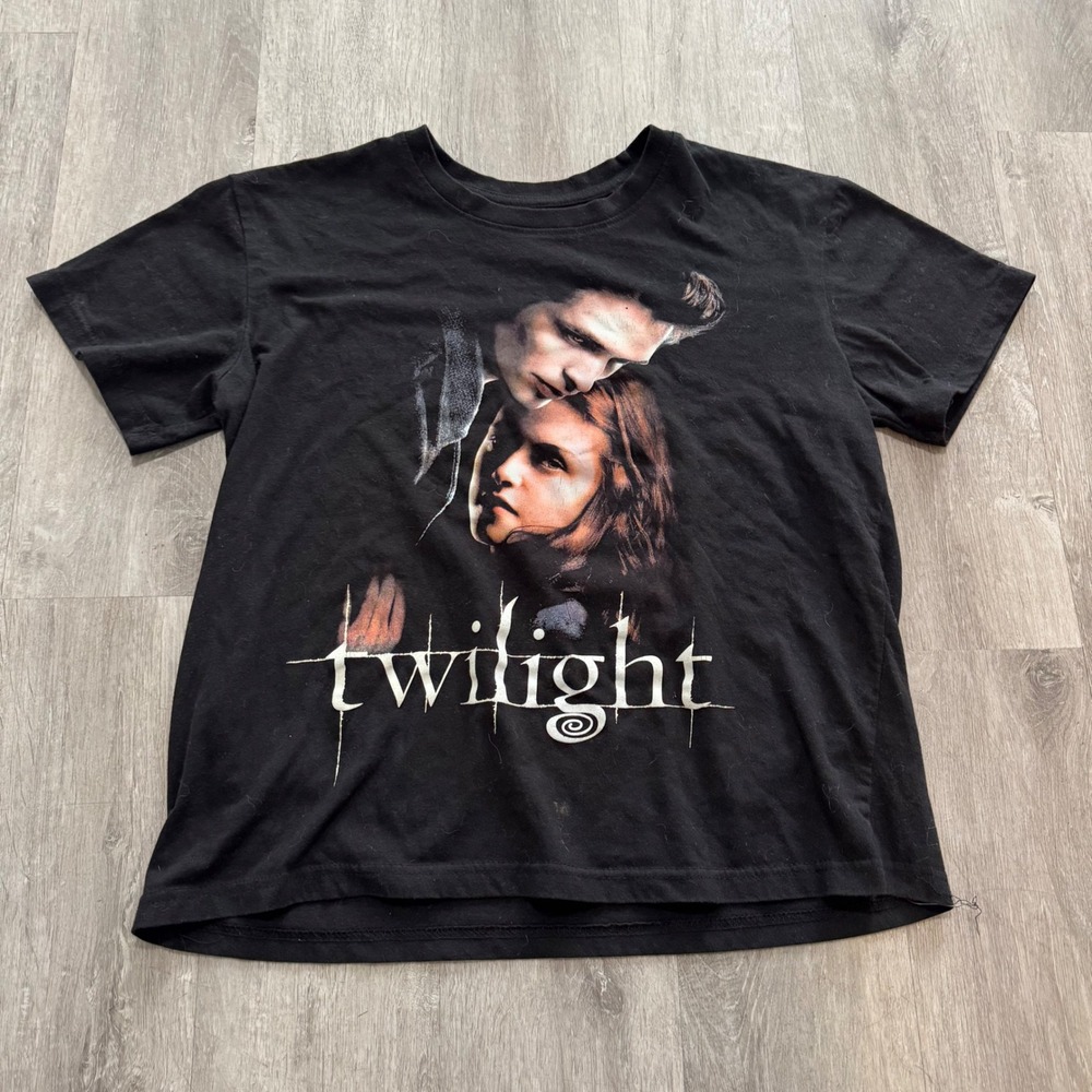 Y2K Twilight Saga Movie Graphic Tee Edward Bella Black Short Sleeve T-Shirt